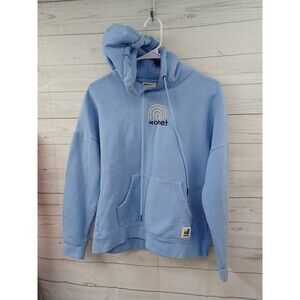 Monet Hoodie Sweatshirt Blue Size M Embroidered Logo Graphic Design